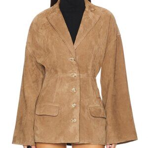 NEW Eaves Salta Suede Jacket in Tan Button Up Blazer Coat XXS